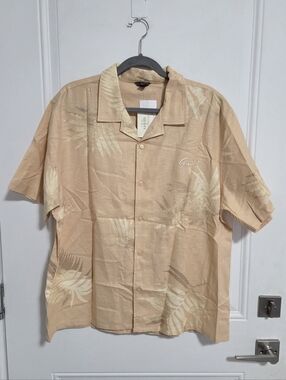 NWT - Guess Men's Cotton Linen Blended Palm Leaf Shirt - Size L